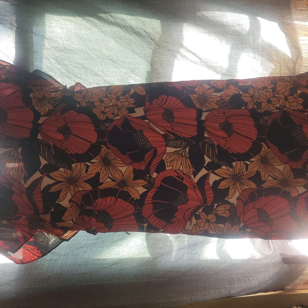 Floral Print Dress with Red and Black Accents